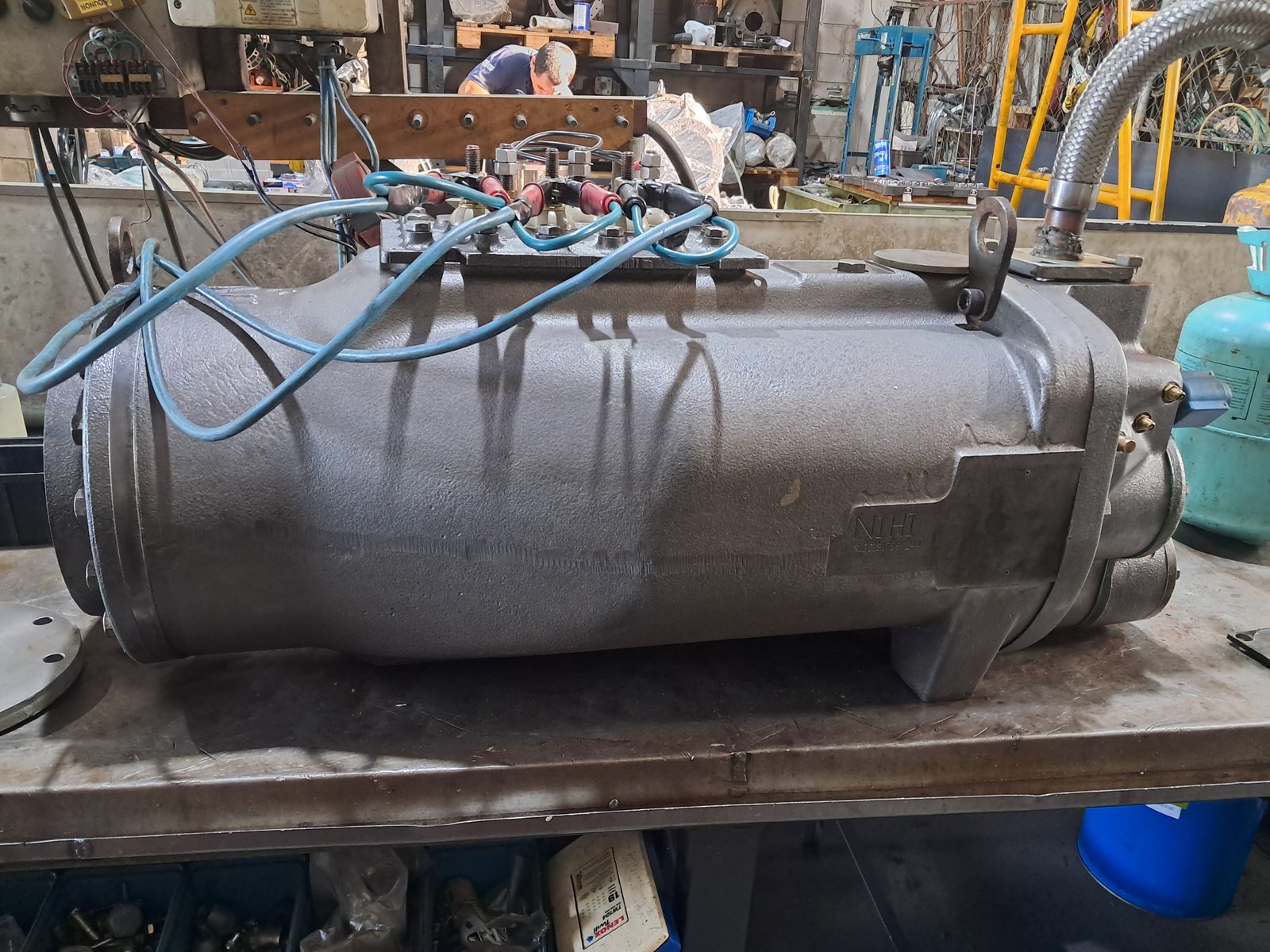 Teste de bancada de compressor parafuso